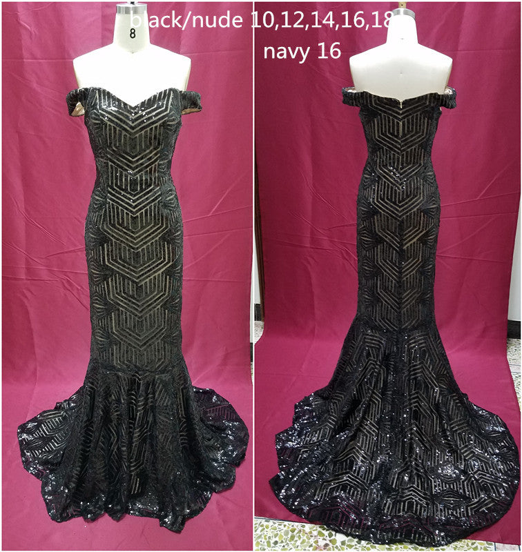 Vestidos de noche con cuentas y hombros descubiertos para fiesta de graduación