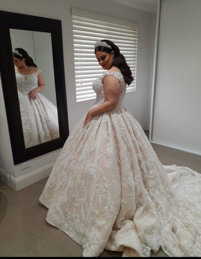 C2022-PSF9 - robe de mariée grande taille sans manches, épaules dénudées