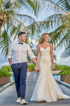 C2023-SS92 - spaghetti strap lace fit-and-flare wedding gown