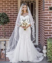 C2023-SS92 - spaghetti strap lace fit-and-flare wedding gown