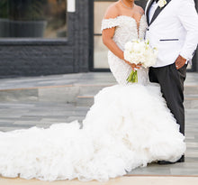 C2025-EA2766 - off the shoulder beaded fit-to-flare wedding gown