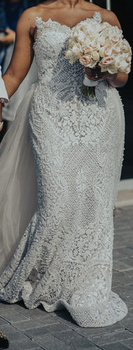 C2025-EA2830 - strapless ornate beaded and embroidered wedding gown