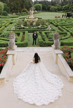 C2024-BG313 - Crystal beaded embroidered ball gown wedding dress with bling and long sleeves