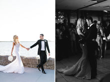 C2020-MArnold – ornate sleeveless fit-to-flare embroidered wedding gown