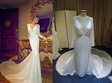 Réplique d'une robe de mariée à manches longues et col en V