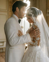 C2024-BG4V - Long sleeve lace ball gown wedding dress