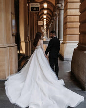 C2023-LS703B - sheer long sleeve illusion neckline wedding gowns