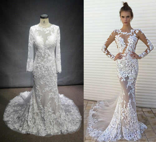 Style #C2017-Vidal : Robe de mariée personnalisée à manches longues inspirée de Berta 