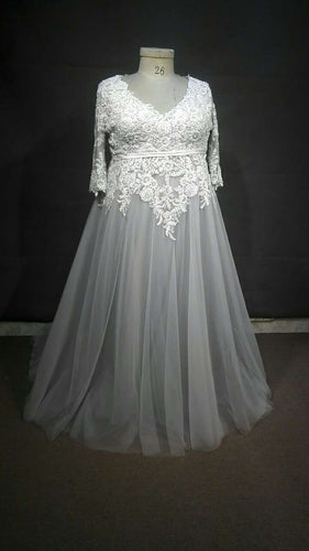 style C2017-ping - Robe de mariée grande taille à manches trois quarts 